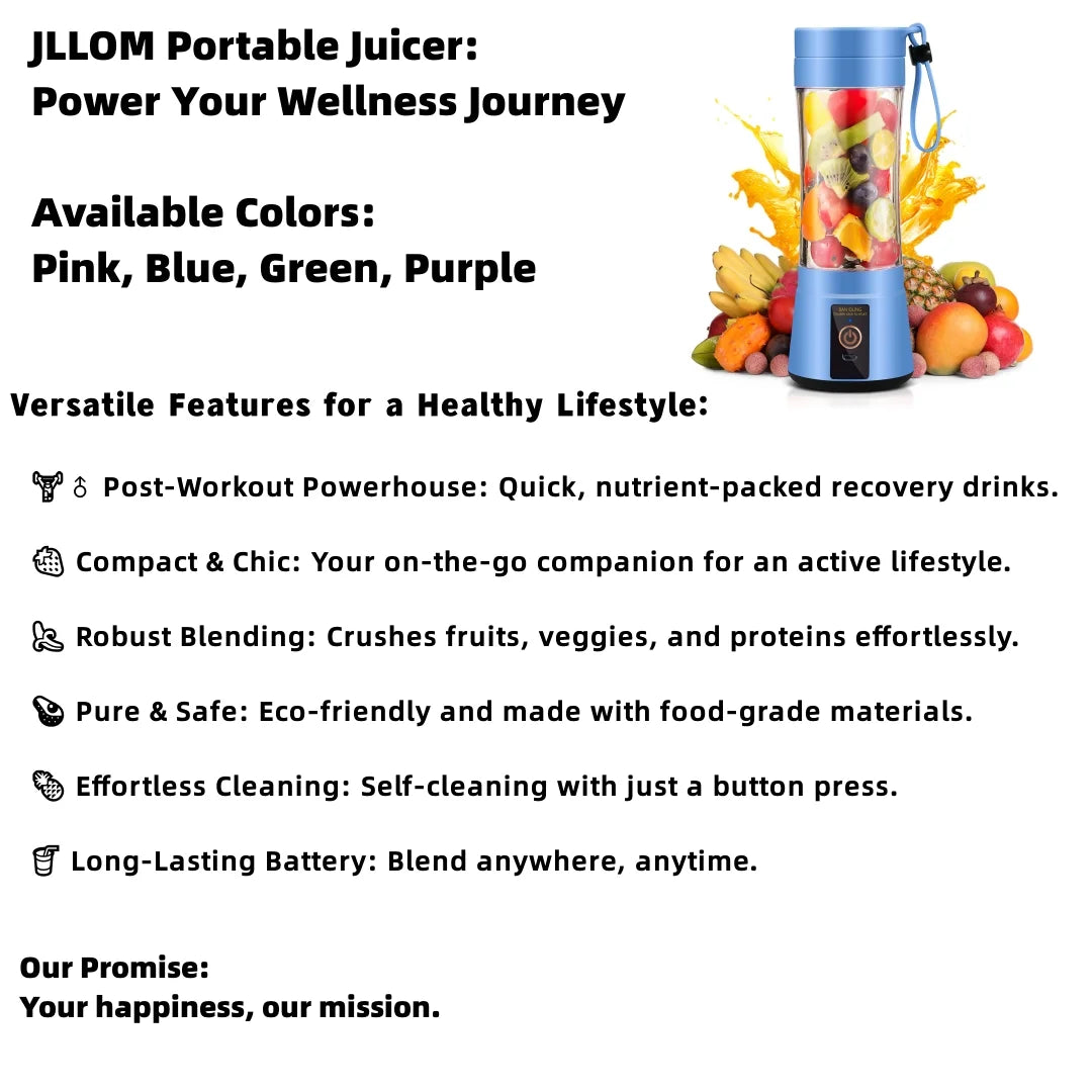 Licuadora Portátil para Batidos y Jugos de Frutas, Vaso Batidor Portátil, Recargable por USB, Capacidad de 350ML - Azul