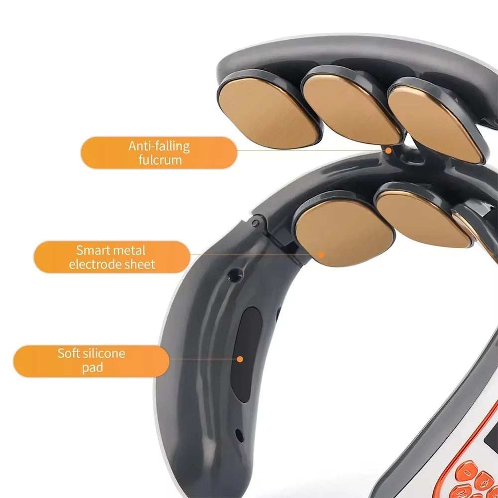 Masajeador Eléctrico Inalámbrico Inteligente de Cuello y Espalda de 6 Cabezales con Calor para Relajar la Vértebra Cervical y Amasar