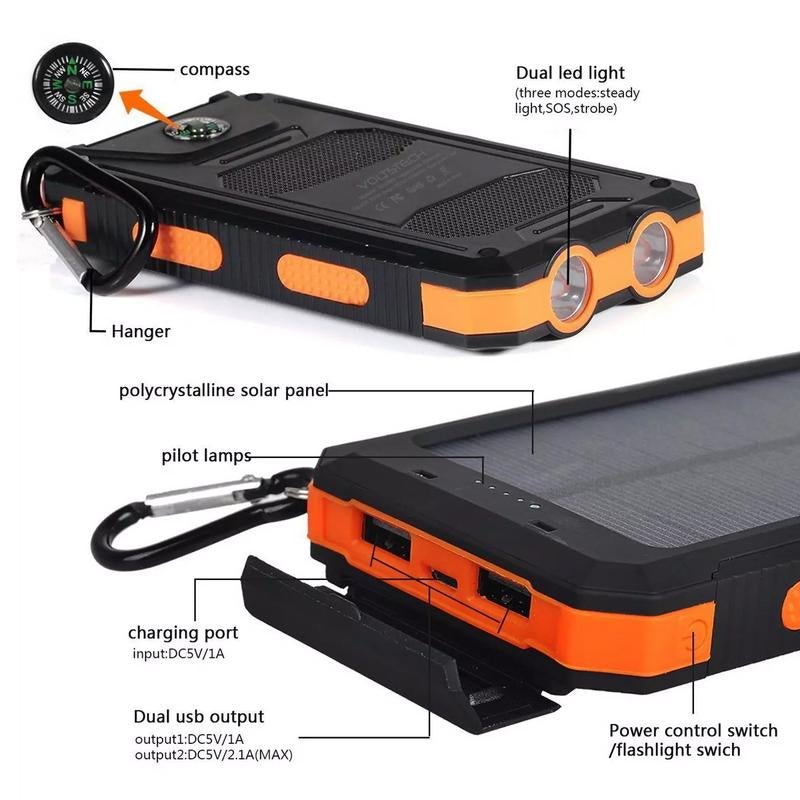 Outdoor Portable Solar-Powered Mobile Charger for Digital Devices - Durable and Long-Lasting Solution for Travel and Camping